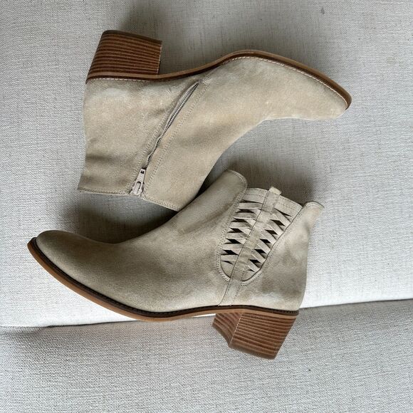Paul Green Designer Suede Ankle Booties Beige Women's Size US 10 New $520 - Picture 2 of 11